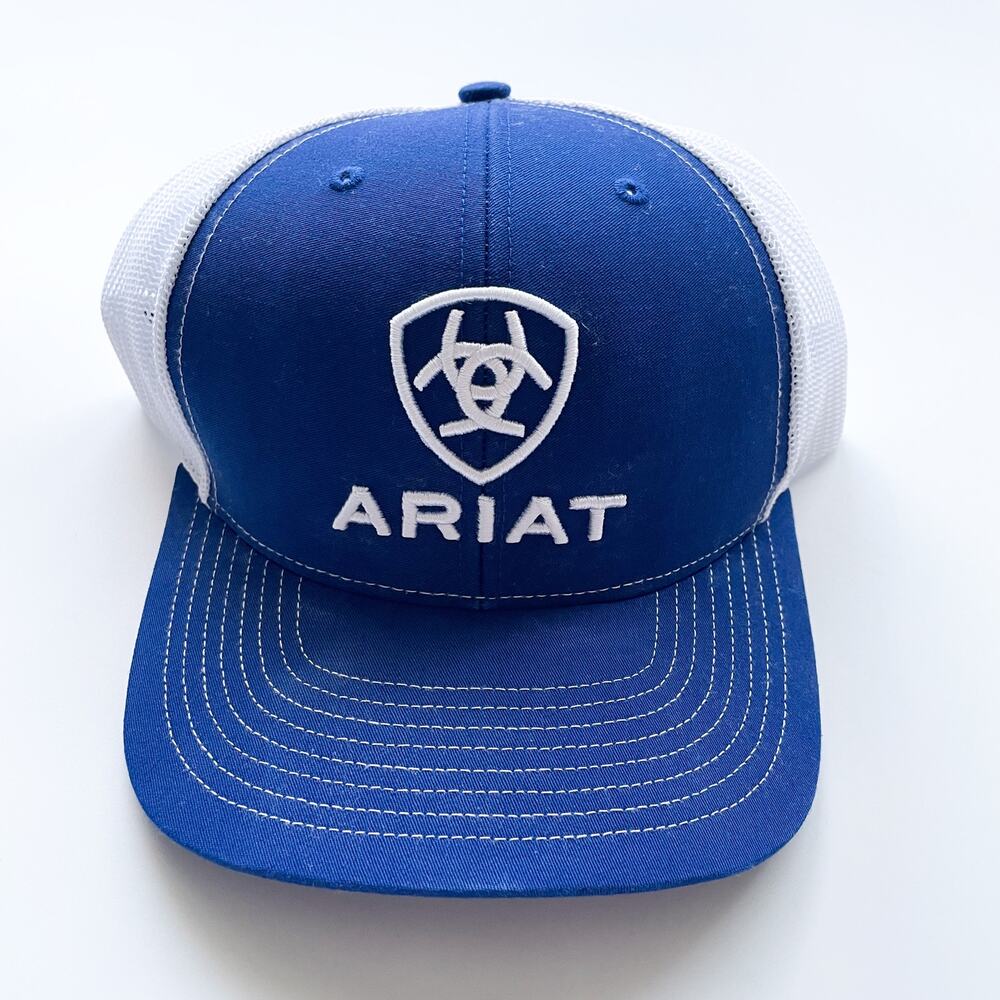 Men's Blue and White Ariat RIchardson 112 Logo Snap Back Hat